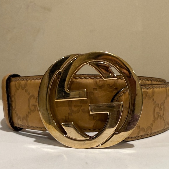 Gucci Accessories - Gucci Brown Leather Belt with Gold GG Buckle